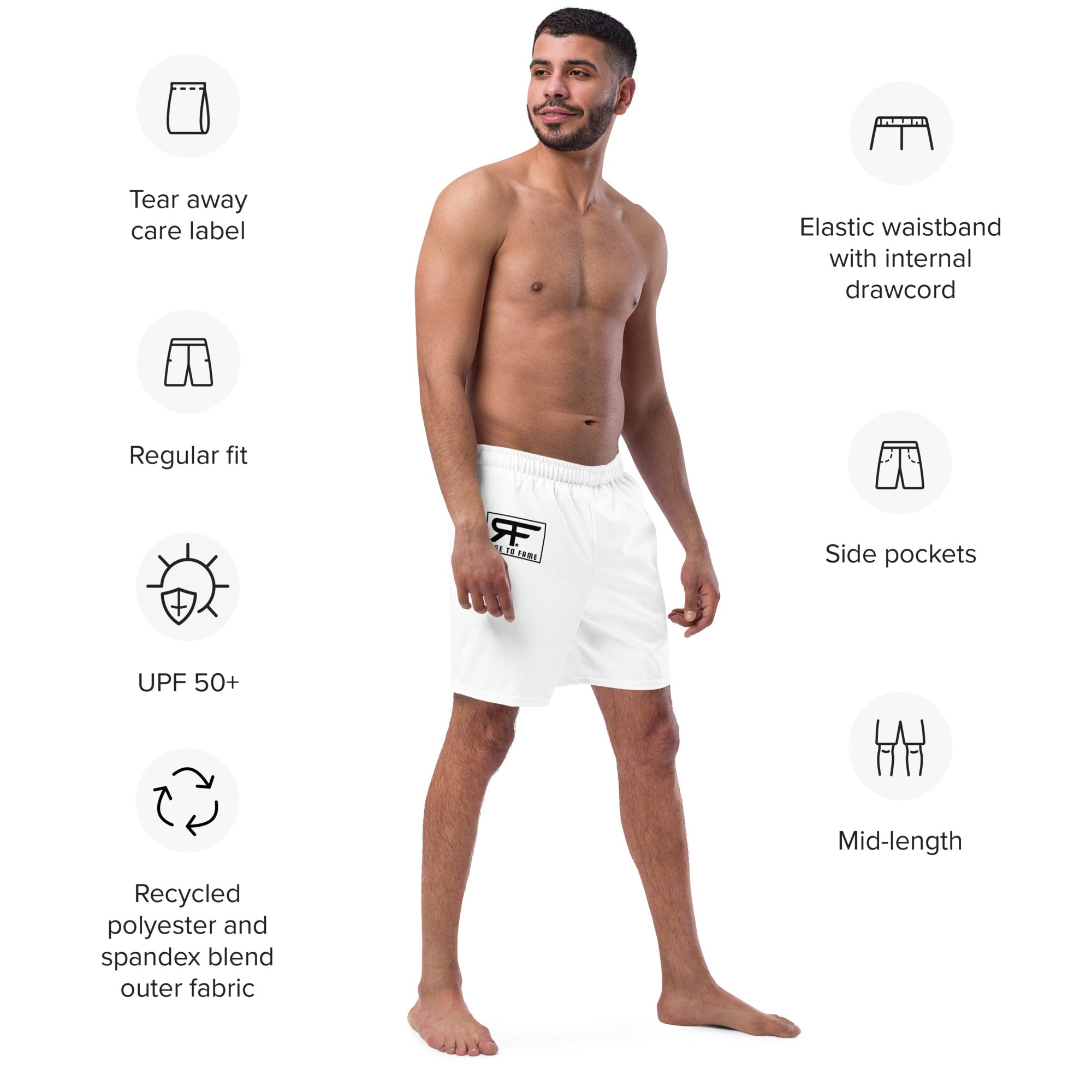 All-Over Print Recycled Swim Trunks